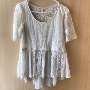 Free People Lace/embroidered blouse